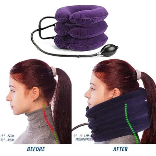 Neck Stretcher Inflatable Air Neck Traction Device Soft Neck Cervical Collar Pillow Pain Relief Stress Traction Collar Stretcher
