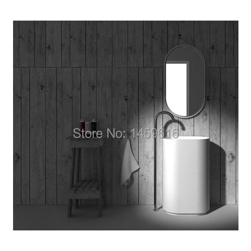 Bathroom Round Pedestal Washbasin Solid Surface Stone Cloakroom Freestanding Vanity Sink W9007