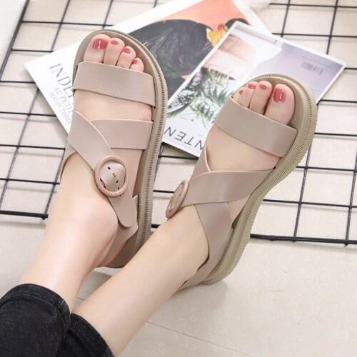 Womens Sandals Jelly Shoes Summer Solid Color Comfortable Female Beach Shoes Chunky Sandals For Woman Non-Slip Shoe flip flop