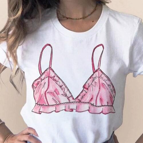 Sex Bikini Bra print Graphic T-shirt Summer Harajuku 90s Tshirt female Short Sleeve Vouge Casual Couple Tee
