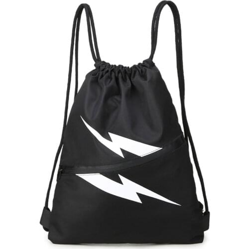 School Bag lightning Drawstring Backpack For Teenage Women Men Waterproof Drawstring Bag Packing Cubes Large Capacity Mochila