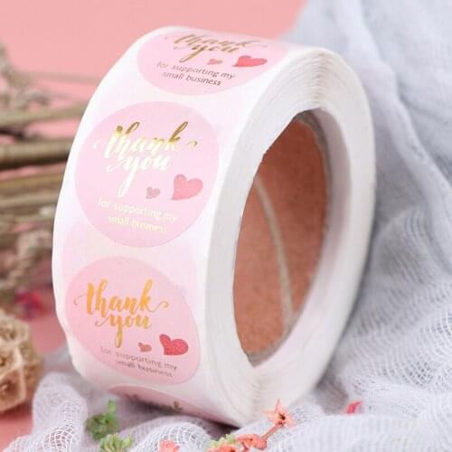 500pcs Pink Paper Label Stickers Thank You Sticker Scrapbooking for Wedding Gift Card Business Packaging Stationery Sticker