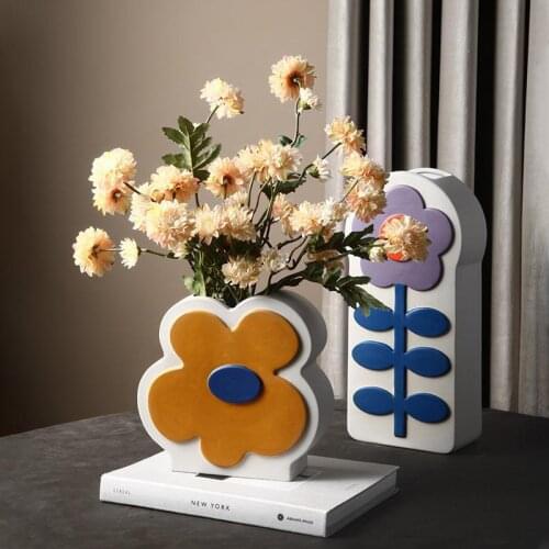 Modern Minimalist Creative Ceramic Hand-painted Vase Dried Flower Flower Arrangement Flower Home Desktop Art Vase Decoration