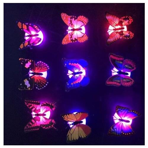 7cm Single Double Layer Wedding Party Simulation Three-dimensional 3D Paste Butterfly LED Luminous Butterfly Wall Stickers