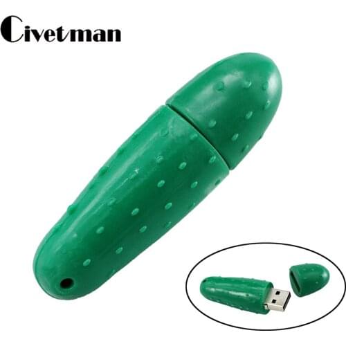Cartoon Vegetable Cucumber USB Flash Drive 256GB 128GB 64GB USB Stick 32GB Pen Drive Real Capacity 16GB USB Flash 8GB Pendrive