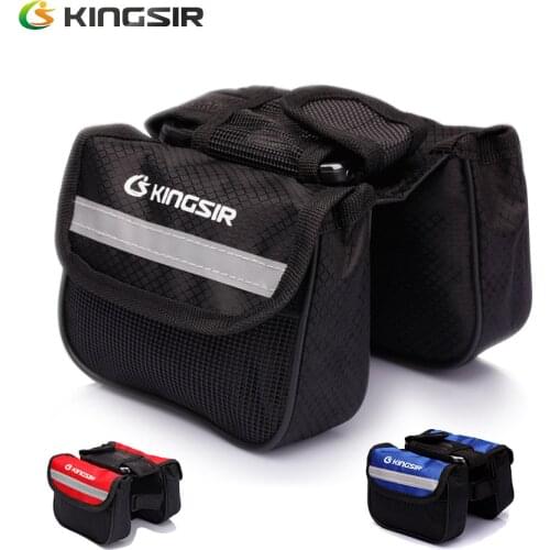 KINGSIR Mountain Bike Bag for Front Tube Reflective Bicycle Cycling Saddle Bag both sides Mobile Phone bycicle bags Waterproof