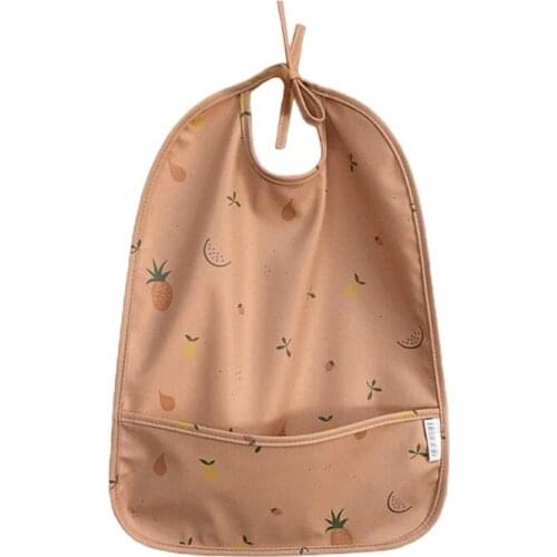 Cartoon Printed Waterproof Bib with Pocket Baby Infants Feeding Apron Newborn Smock Burp Cloth for Boys Girls A2UB