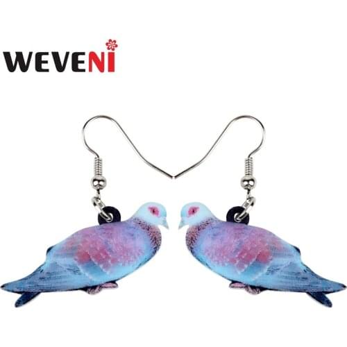 WEVENI Acrylic Elegant Speckled Pigeon Bird Earrings New Long Dangle Drop Trendy Jewelry For Women Girls Gift Animal Wholesale