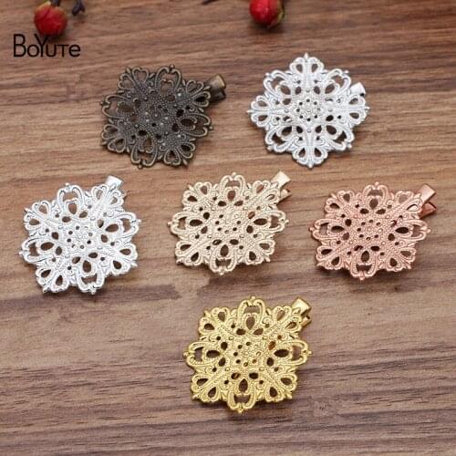 BoYuTe (20 Pieces/Lot) 42MM Filigree Flower Hair Clips Vintage Style Diy Hair Accessories Handmade Materials