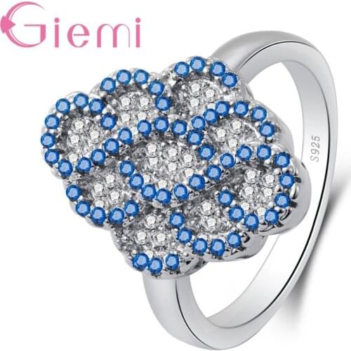 Ring 925 Silver Jewelry Luxury Crystal Flower Anillos Mujer Fashion Engagement Wedding Loop Female Bague for Women Gift