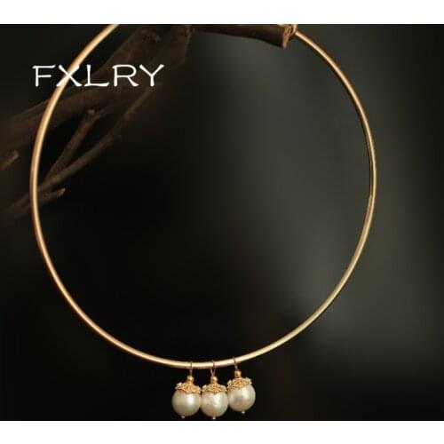 FXLRY Handmade Natural Pearl Original Classical Simple Pearl Choker Necklace For Women Bridal Wedding Jewelry