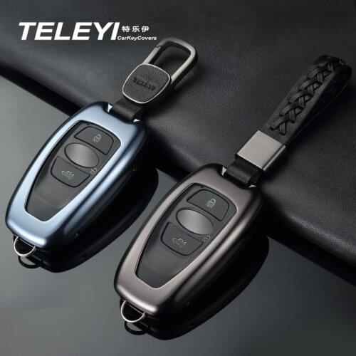 1x Deluxe Aluminum Alloy Key Shell + Alloy Key Chain Protective Case Cover Skin Shell FOR Subaru XV BRZ Forester Outback Legacy