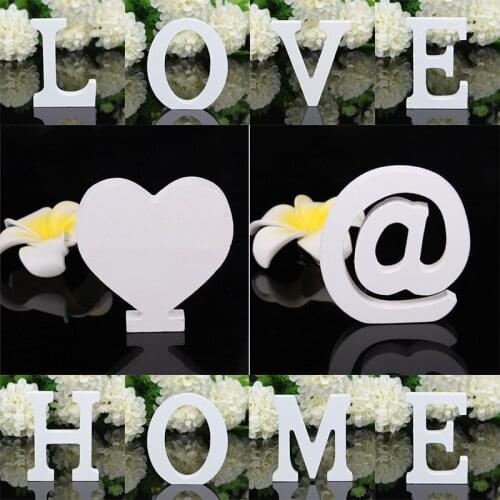 1pcs 8cm White Wooden English Letter Scrapbooking Embellishment DIY Home Ornament Art Wood Heart Craft Wedding Decor Accessories