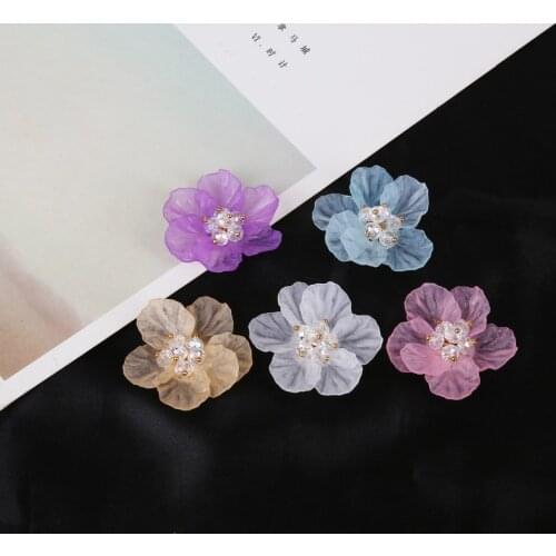 1Pc 4cm Flowers Charms With Acrylic Beads Handmade For Bracelet Necklace Jewelry Making DIY Earring Findings