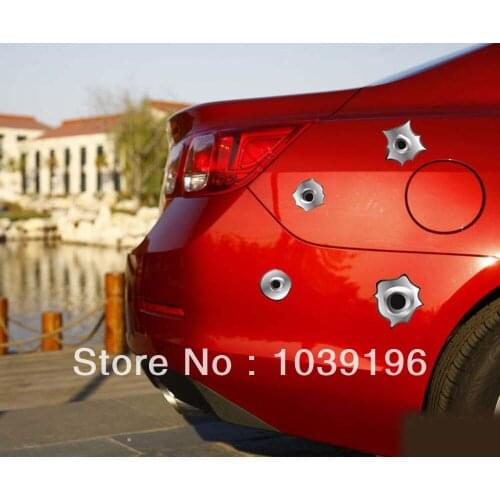 12 x Funny Simulation Gun Bullet Hole Stickers Car Decal for Toyota Ford Chevrolet Volkswagen VW Honda Hyundai Kia Lada