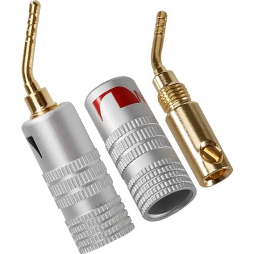 For 4PCS gold-plated banana plugs 4 mm for video speaker adapter audio line cable connector