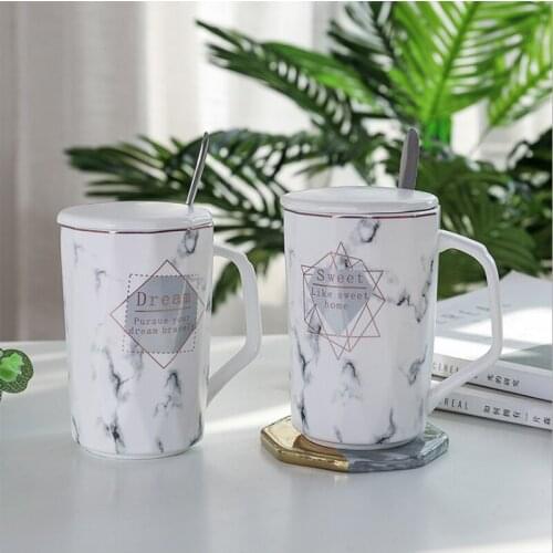 450ml Creative ceramic Mug Black and White Polygon Geometric tea cup Office Coffee Milk Mug Cup for Friend Family gift