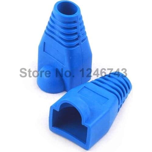 50PCS RJ45 Connector Caps cat5 cat5e cat6 Multicolour Sheath Protective Sleeve for Network Connectors Ethernet Cable Blue