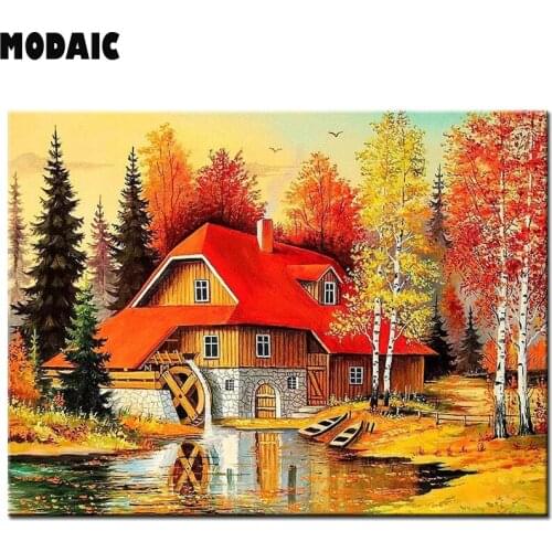 5d diy diamond painting Autumn house full square / round diamond embroidery nature rhinestones pictures diamond mosaic crafts