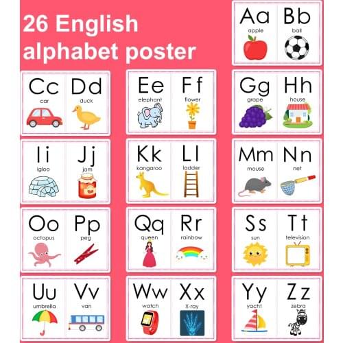 A4 Baby Learning ABC Alphabet English Letter School Poster Waterproof Durable Early Education Classroom Decoration Posters