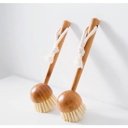 Long Handle Bamboo Pot Dish Bowl Brush Cooking Washing Cleaning Brush Cleaning Tool Kitchen Pot Hanging Brush Cleaning Tool