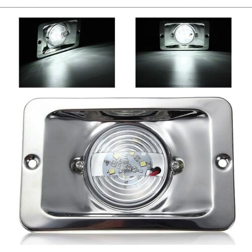 White LED Square Marine Stainless Steel Transom Ship Lights Boat Lights Navigation Lamp DC 12V Waterproof
