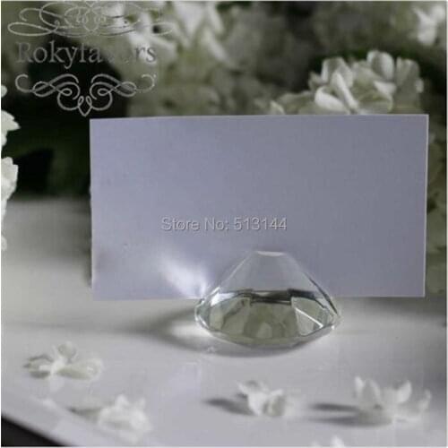 FREE SHIPPING 10PCS Crystal Diamond Place Card Holder Party Decoration Favors with Paper Card