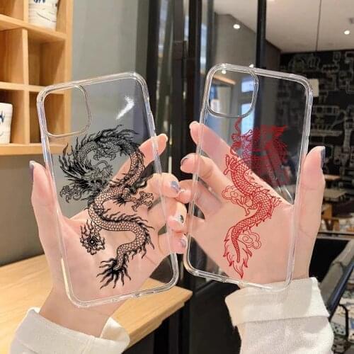 Mythical Animal Black Dragon Phone Case For iphone 12 11 Pro Max 12Mini X XR XS Max 6 8 7 Plus SE 2020 Soft silicone Clear Cover
