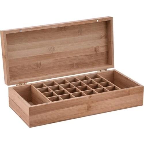 Wood Storage Box 26 Compartment Essential Oil Storage Boxes Easy to Carry Earthquake Prevention Essential Oil Wood Box