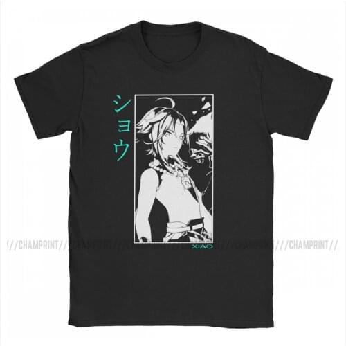 Funny Xiao Genshin Impact T-Shirt for Men O Neck 100% Cotton T Shirt Anime Game Short Sleeve Tees Big Size Clothes