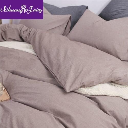 100% pure cotton Japanese style four-piece three-piece full cotton bed linen quilt cover solid color bed sheet four-piece set