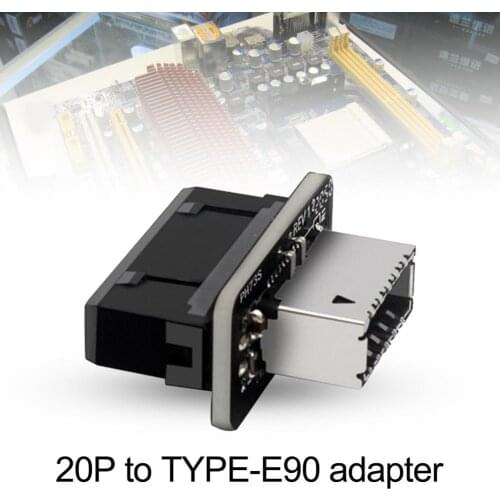 Computer Case Converter Anti-interference Quick Transmission 90 Degree USB 3.0 19P to Type-E Chassis Front Converter for Expansi