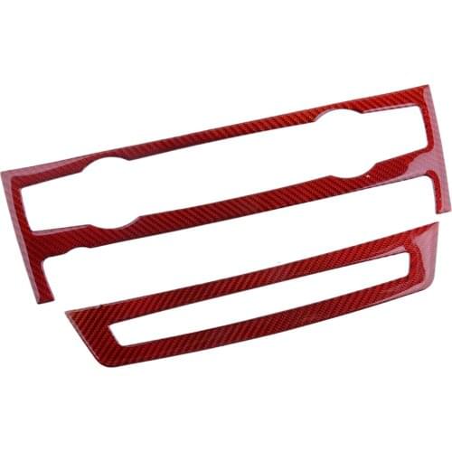 1 Set Red Console Air Condition CD Control Panel Cover Trim Carbon Fiber Fit for BMW X5 E70 X6 E71 2008 2009 2010 2011 2012 2013