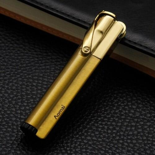 Long Strip Metal Windproof Lighter Grinding Wheel Small Spray Gun Fixed Fire Blue Flame Butane Lighter Gift For Men No Gas