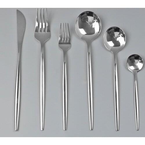 6pcs/set Silver Dinnerware Set 304 Stainless Steel Tableware Fork Knife Spoon Cutlery Flatware Home Hotels Party Silverware Set