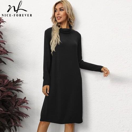 Модные вязаные платья NICE-FOREVER China At AliExpress