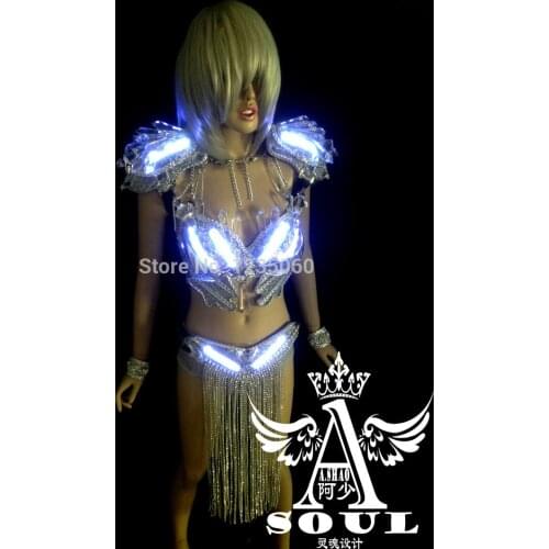 New Fashion Led Light Ballroom Costumes Dance Dress Performance Wear Luminous cospaly Catwalk Clothing for Stage bar Club party