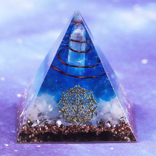 Orgone Pyramid Energy Generator Blue Quartz Pyramid For Emf Protection Detoxification Meditation Yoga Balancing Positive