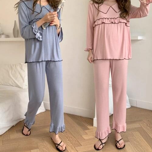 Fdfklak L XL XXL Plus Size Maternity Breastfeeding Pajamas Sets 2021 Autumn New Fashion Postpartum Women Nursing Sleepwer