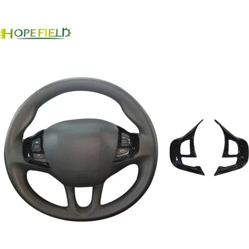 Carbon fiber car interior steering wheel sticker trim accessories fits for peugeot 2008 208 2014-2017