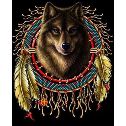 Full square / round Diamond Painting Wolf & feather 5D Diamond Embroidery Sale Mosaic Pattern Home Decoration DIY Painting GH522