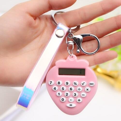 Factory direct creative cute computer keychain student portable mini calculator male and female couple pendant