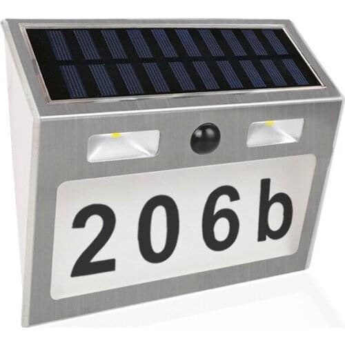 LED Outdoor Doorplate Solar Lamp Waterproof House Number Plaque Light LED Solar Light Motion Sensor Lights For Home Garden Door