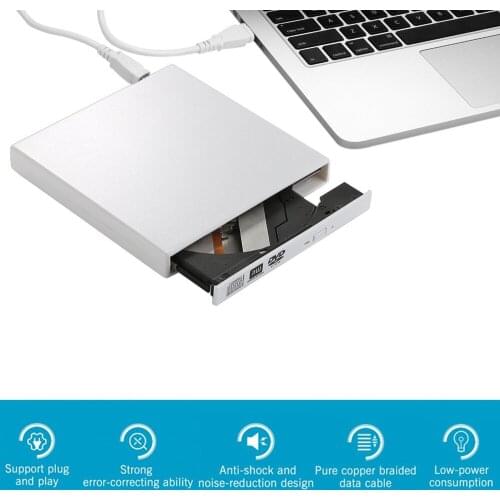 Slim External DVD Drive Optical Drive USB 2.0 CD Player Portable DVD Player Reader Burner Writer Portatil for Laptop Windows PC
