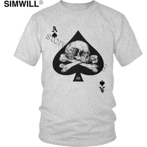 Ace Of Spades T Shirt Fashion Graphic Cotton Tshirt Mens Short Sleeves Crew Neck Skull Tee Tops Plus Size Apparel