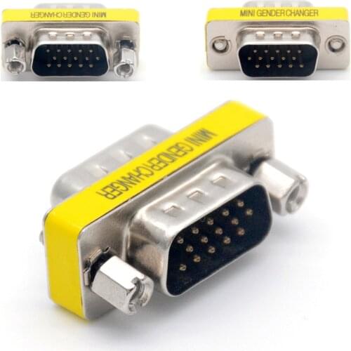Universal Computer Accessories 15 Pin HD15 D-Sub DB15 VGA Male To Male Gender Changer Converter Adapter