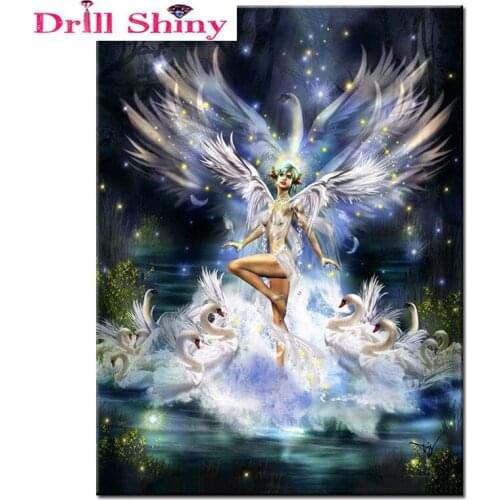 Needlework diamond painting picture swans full diamond embroidery angel girl diamond mosaic painting fashion wall decorative