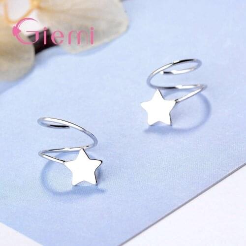 New Arrival Romantic Punk Style Classic Shiny Star 925 Sterling Silver Clip Earrings For Women Beatiful Christmas Jewelry