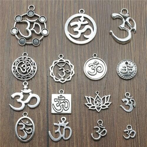 10pcs Charms Om Antique Silver Color Om Pendant Charms Yoga Om Charms For Jewelry Making