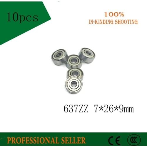 10pcs radial shaft 637ZZ p6 ball bearing 7*26*9 7x26x9mm metal shield 637Z deep groove ball bearing